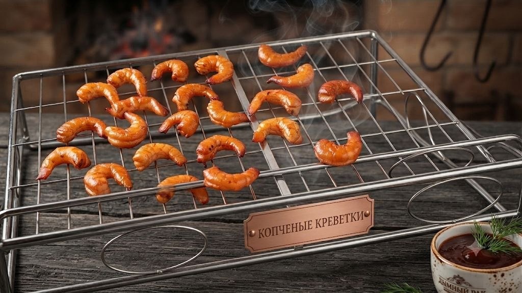 Копчёные креветки крупным планом